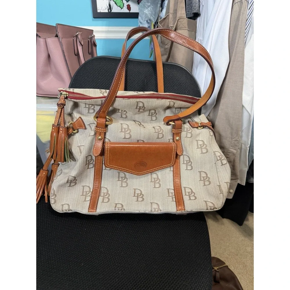 Dooney Bourke Women's Florentine Satchel Bag Large Brown Leather